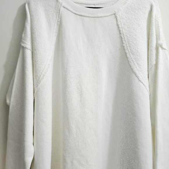White Free People Poets Pullover Sweatshirt w/ ruffle hem size SP - Picture 4 of 15